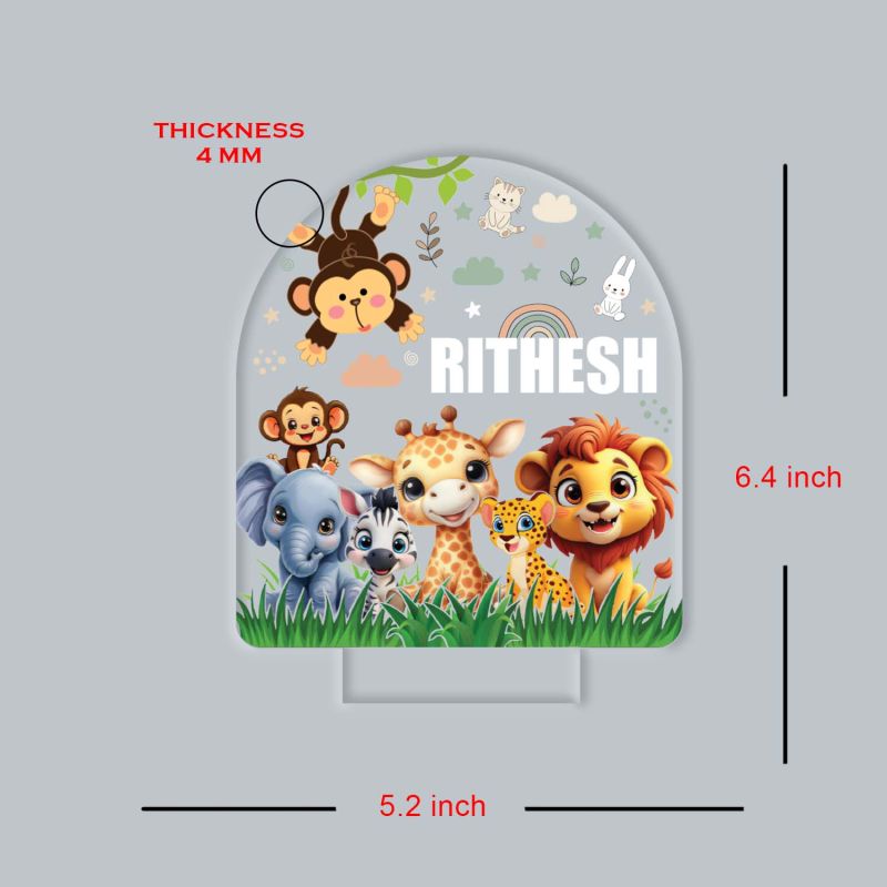 Personalized Cute Animal Jungle UV Print Night Lamp Kids Birthday Return Gift Light